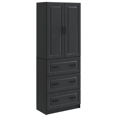 vidaXL Set omar 2 pcs Črna 66 x 34,5 x 87 cm Inženirski les