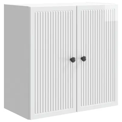 vidaXL Omara za steno Bela visok sijaj 59 x 31 x 60 cm Inženirski les