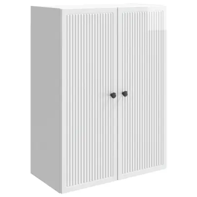 vidaXL Omara za steno Bela visok sijaj 66 x 34,5 x 90 cm