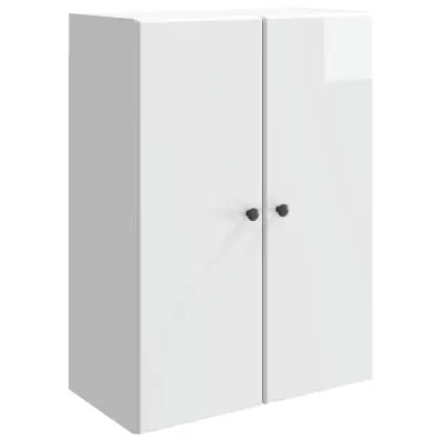 vidaXL Omara za steno Bela visok sijaj 66 x 34,5 x 90 cm