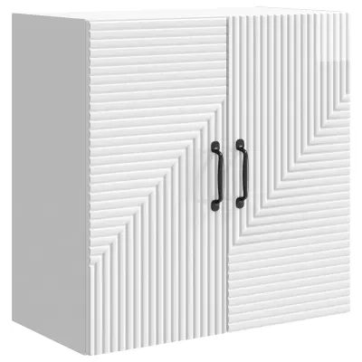 vidaXL Omara za steno Bela visok sijaj 59 x 31 x 60 cm Inženirski les