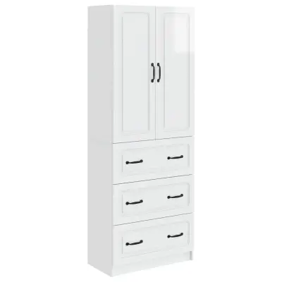 vidaXL Set omar 2 pcs Bela visok sijaj 66 x 34,5 x 87 cm