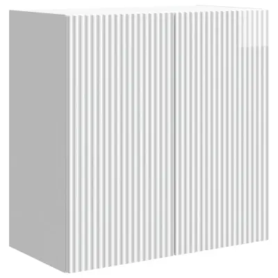 vidaXL Omara za steno Bela visok sijaj 59 x 31 x 60 cm Inženirski les