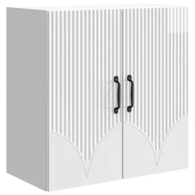 vidaXL Omara za steno Bela visok sijaj 59 x 31 x 60 cm Inženirski les