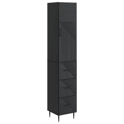 vidaXL Set omar 2 pcs Črna 33 x 34,5 x 90 cm Inženirski les