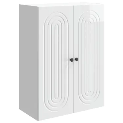 vidaXL Omara za steno Bela visok sijaj 66 x 34,5 x 90 cm