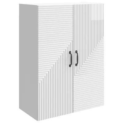 vidaXL Omara za steno Bela visok sijaj 66 x 34,5 x 90 cm