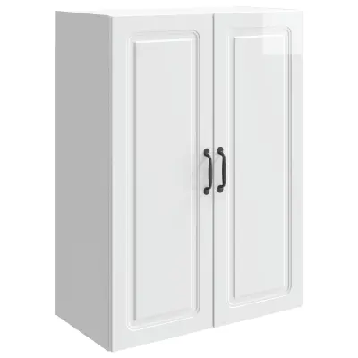 vidaXL Omara za steno Bela visok sijaj 66 x 34,5 x 90 cm