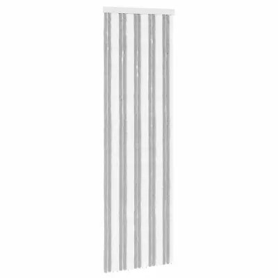 vidaXL Zaslon proti insektom Chenille Siva in bela 56 x 185 cm 100% PP
