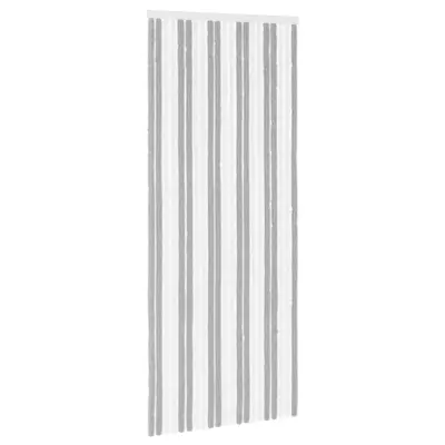 vidaXL Zaslon proti insektom Chenille Siva in bela 90 x 220 cm 100% PP