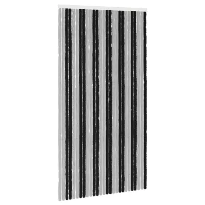 vidaXL Zaslon proti insektom Chenille Siva in črna 118 x 220 cm