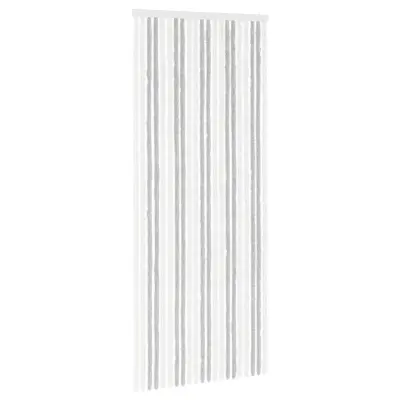 vidaXL Zaslon proti insektom Chenille Svetlo siva in bela. 90 x 220 cm