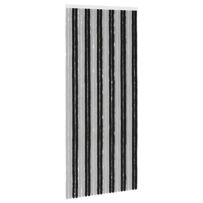 vidaXL Zaslon proti insektom Chenille Siva in črna 100 x 230 cm