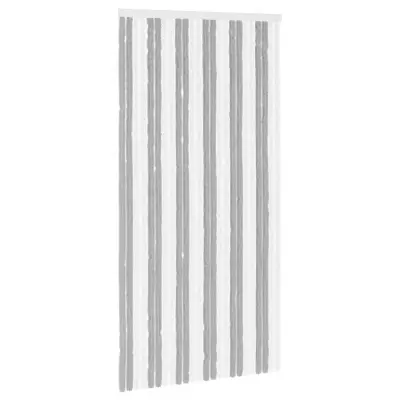 vidaXL Zaslon proti insektom Chenille Siva in bela 100 x 200 cm