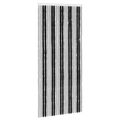 vidaXL Zaslon proti insektom Chenille Siva in črna 90 x 200 cm 100% PP