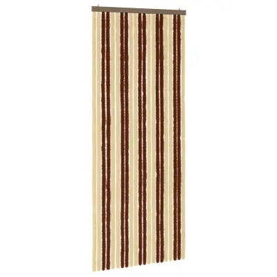 vidaXL Zaslon proti insektom Chenille Rjava in bež 90 x 220 cm 100% PP