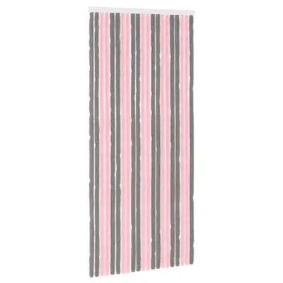 vidaXL Zaslon proti insektom Chenille Srebrno siva in roza 90 x 200 cm