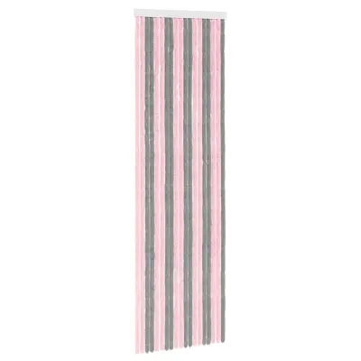 vidaXL Zaslon proti insektom Chenille Srebrno sivo in roza 56 x 185 cm