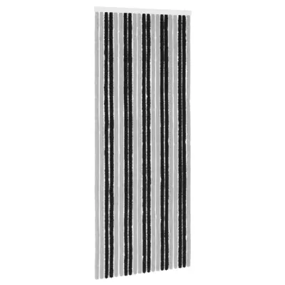 vidaXL Zaslon proti insektom Chenille Siva in črna 90 x 220 cm 100% PP