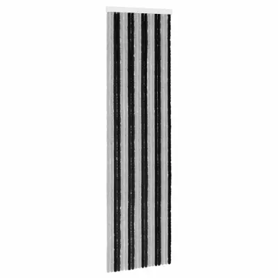 vidaXL Zaslon proti insektom Chenille Siva in črna 56 x 200 cm 100% PP