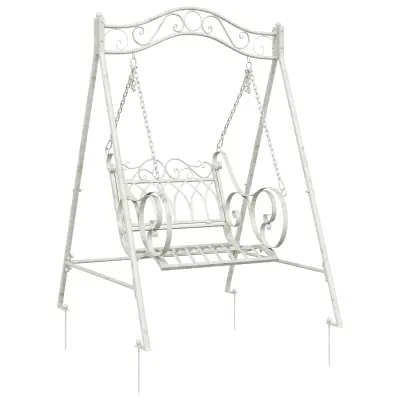 vidaXL Gugalna klop Jeklo 113 x 121,5 x 168 cm Antik bela