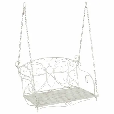 vidaXL Gugalna klop Jeklo 105,5 x 61 x 56 cm Antik bela