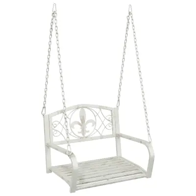 vidaXL Gugalna klop Jeklo 71,5 x 59 x 55 cm Antik bela
