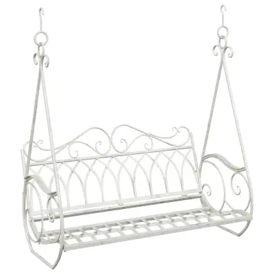 vidaXL Gugalna klop Jeklo 112 x 60 x 126,5 cm Antik bela
