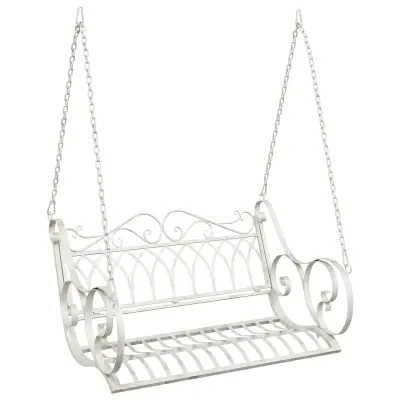 vidaXL Gugalna klop Jeklo 109 x 75 x 59 cm Antik bela