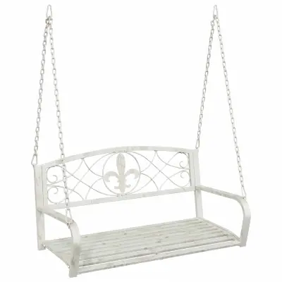 vidaXL Gugalna klop Jeklo 110,5 x 59 x 55 cm Antik bela