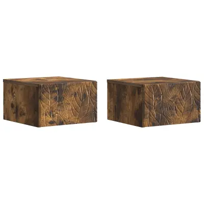 vidaXL Stenska stranska miza 2 pcs Dimljen hrast 34,5 x 33 x 20 cm