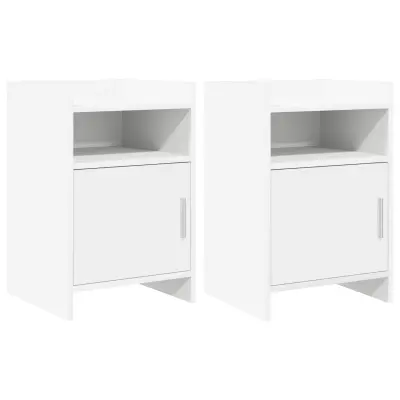 vidaXL Posteljne mize 2 pcs Bela 40 x 36 x 60 cm Inženirski les