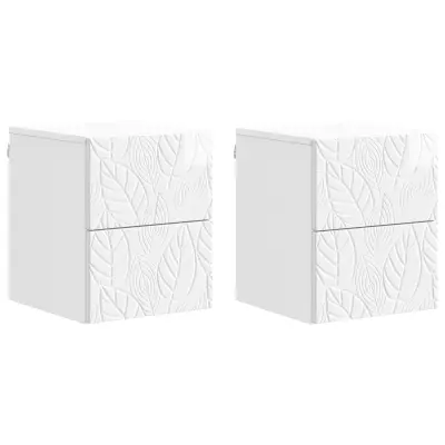 vidaXL Stenski nočni omarici 2 pcs Bela visok sijaj 34,5 x 33 x 40 cm