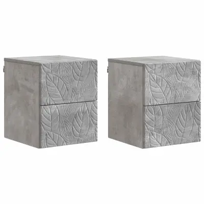 vidaXL Stenski nočni omarici 2 pcs Betonsko siva 34,5 x 33 x 40 cm