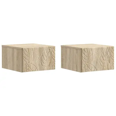vidaXL Stenska stranska miza 2 pcs Sonoma hrast 34,5 x 33 x 20 cm