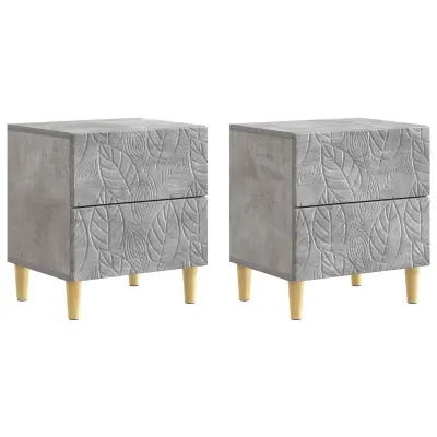 vidaXL Nočna omarica 2 pcs Betonsko siva 43 x 34,5 x 48 cm