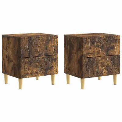 vidaXL Nočna omarica 2 pcs Dimljen hrast 43 x 34,5 x 48 cm
