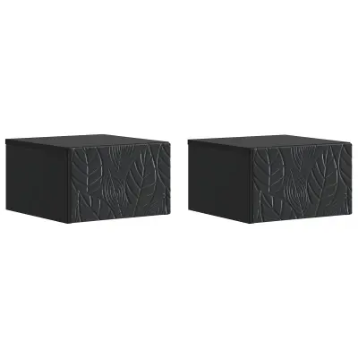 vidaXL Stenska stranska miza 2 pcs Črna 34,5 x 33 x 20 cm