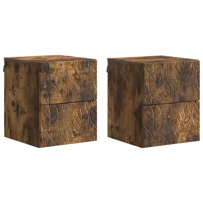 vidaXL Stenski nočni omarici 2 pcs Dimljen hrast 34,5 x 33 x 40 cm