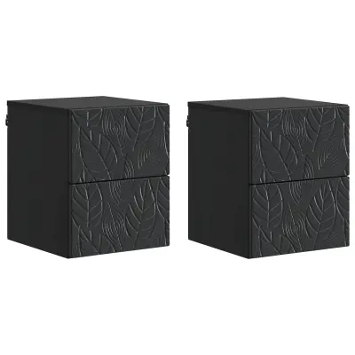 vidaXL Stenski nočni omarici 2 pcs Črna 34,5 x 33 x 40 cm