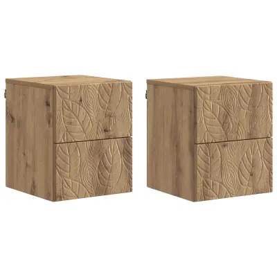 vidaXL Stenski nočni omarici 2 pcs Artisan hrast 34,5 x 33 x 40 cm
