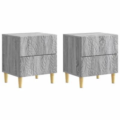 vidaXL Nočna omarica 2 pcs Siva Sonoma 43 x 34,5 x 48 cm