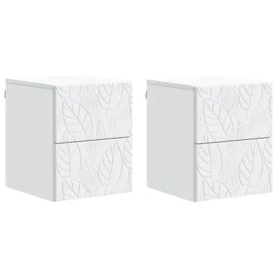 vidaXL Stenski nočni omarici 2 pcs Bela 34,5 x 33 x 40 cm