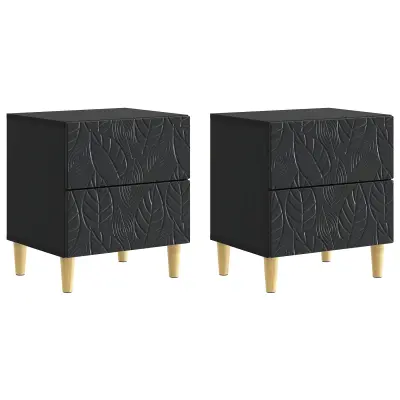vidaXL Nočna omarica 2 pcs Črna 43 x 34,5 x 48 cm Inženirski les