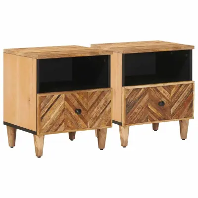 vidaXL Nočna omarica 2 pcs Rjava 50 x 33 x 60 cm Masiven les manga