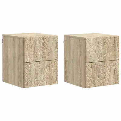vidaXL Stenski nočni omarici 2 pcs Sonoma hrast 34,5 x 33 x 40 cm