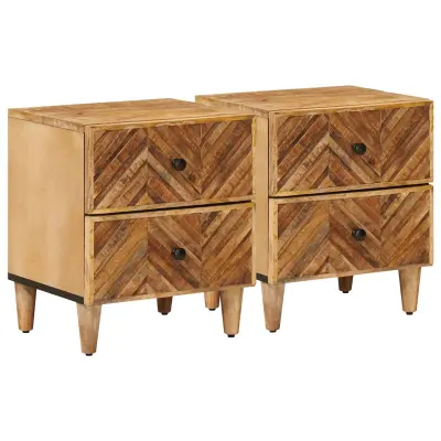 vidaXL Nočna omarica 2 pcs Rjava 40 x 33,5 x 46 cm Masiven les manga