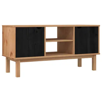 vidaXL TV stojalo OTTA 113,5 x 43 x 57 cm Črna Trdna borovina