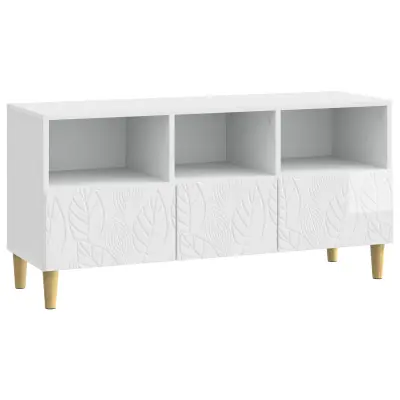 vidaXL TV omarica 102 x 34,5 x 50 cm Bela visok sijaj Inženirski les