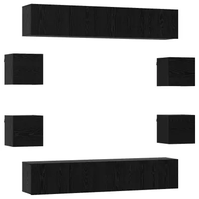 vidaXL Komplet TV omaric 8 pcs 80 x 30 x 30 cm Črni hrast